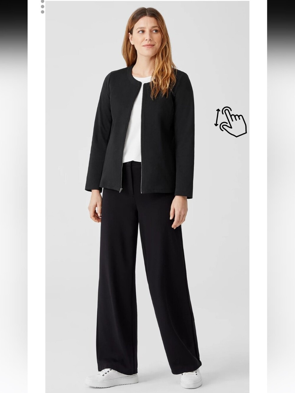 Organic Cotton Ponte Zip-Front Jacket Size L